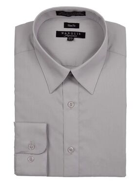 Marquis Slim Fit Silver Gray Shirt Size 14 1/2 32-33